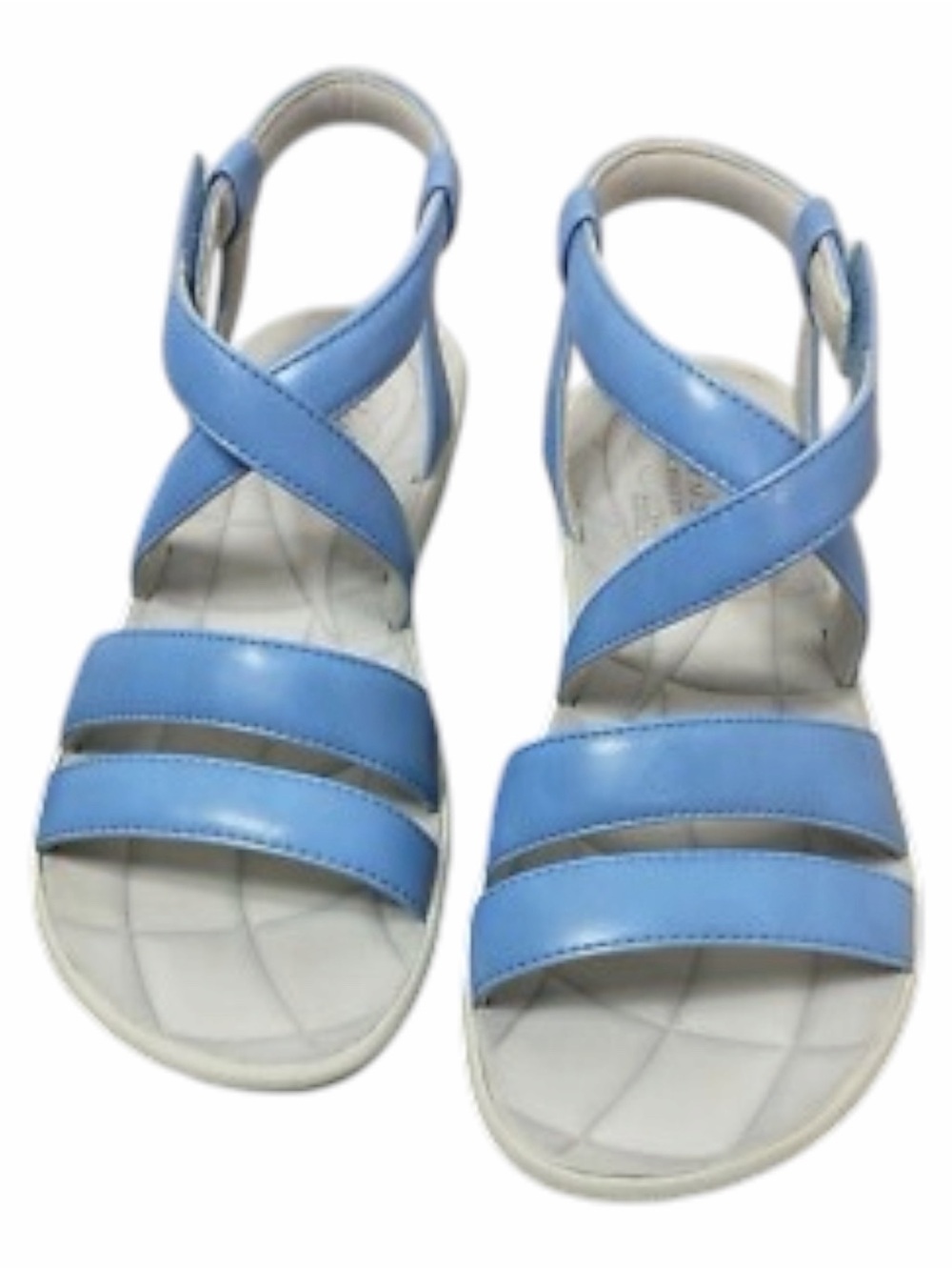Clarks Cloud Stepper Blue 7.5 Strap Soft Cushion Sandals Shoes Strappy - Picture 2 of 4